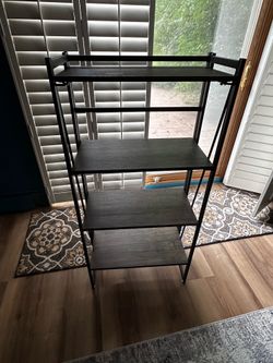 4-Shelf Metal Frame Brown/Black 49.2H 23.6L 12W