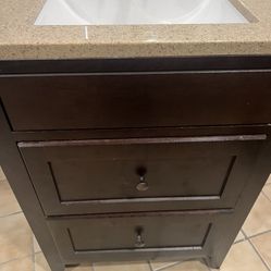 Espresso, oak wood, vanity with sink   24W x 19L x 34.5 H