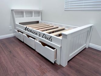 Twin Solid Wood Bed Frame With 3 Drawers $480