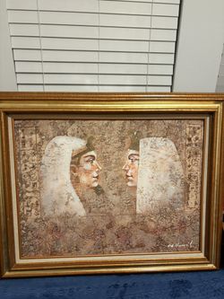Signed Oil Painting Original Cleopatra And Ramses