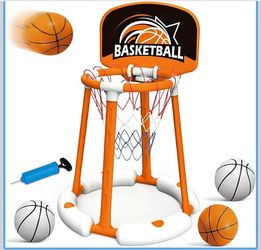 NEW Floating Pool Basketball Hoop Set with 4 Balls and Pump
