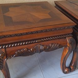 2 BEAUTIFUL SOLID WOOD END TABLES 