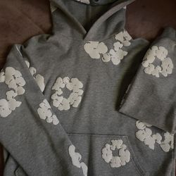 Grey Denim Tear Hoodie Size M