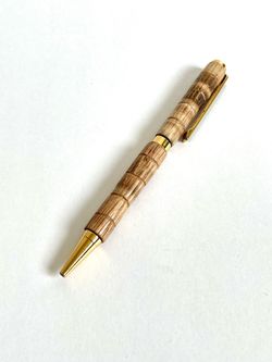Handcrafted Segmented Wood Ballpoint Pen (Gold Finish) Made By Me! Needs Ink
