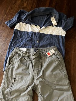Gap Boys Grey Cargo Joggers + Shirt