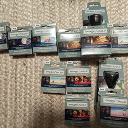 Yankee Candle car fragrance kit air freshener bundle (2 kits with tons of refills) 