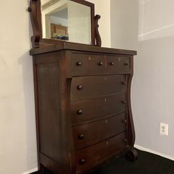 Large Antique Dresser With Mirror Mahogany 