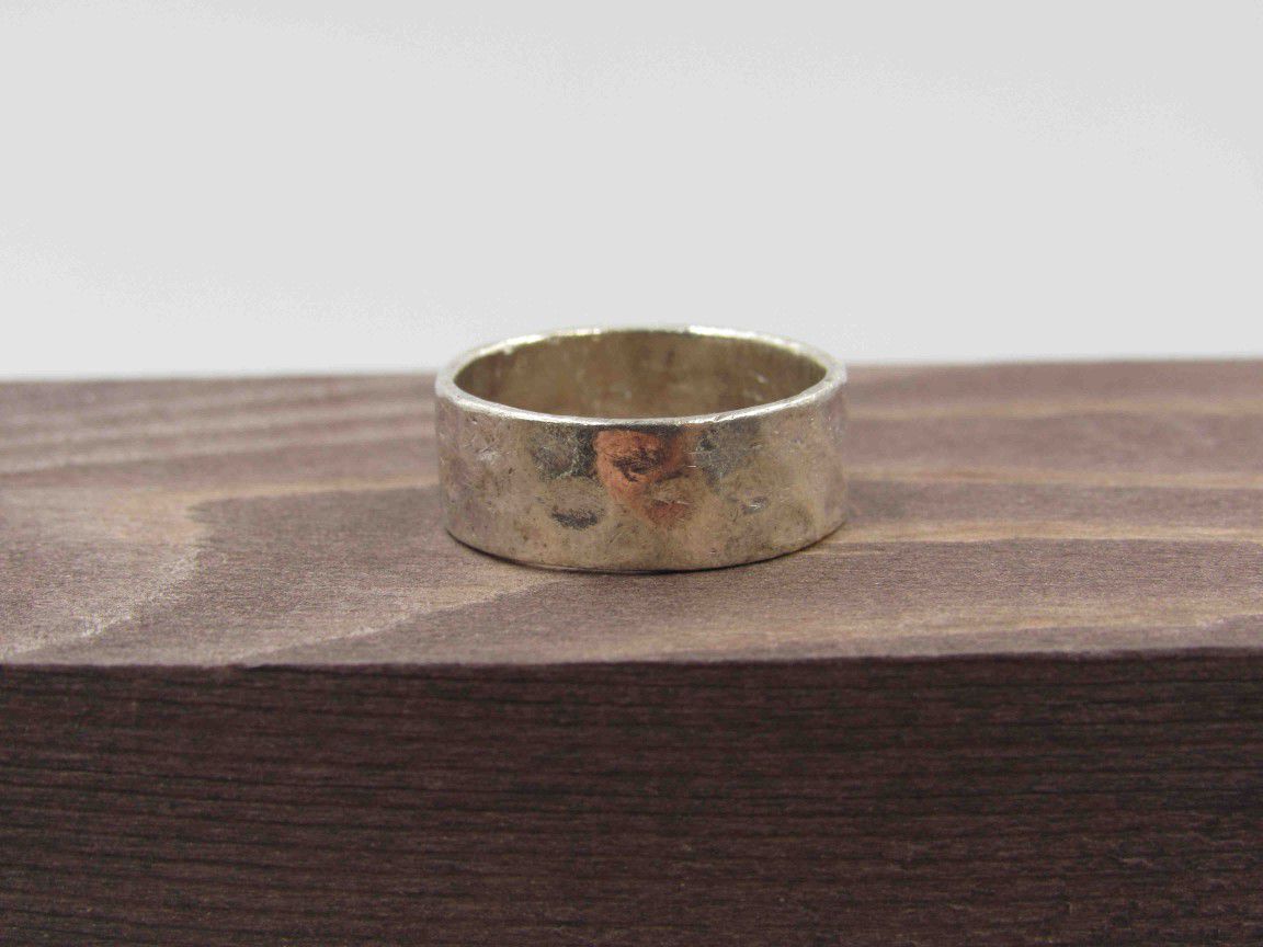 Size 6.5 Sterling Silver Rustic Hammered Band Ring Vintage Statement Engagement Wedding Promise Anniversary Bridal Cocktail Friendship