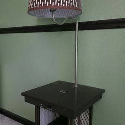 Expresso Night Table With Lamp ,wirelss Charger , 2 USB Ports And Power Outlet