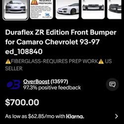 Camaro Z28 1(contact info removed)  Front Bumper Custom