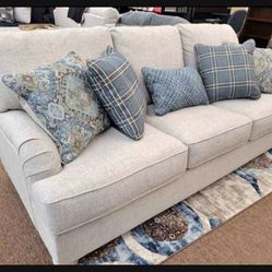 Natural White Sofa Couch & Pillows| Living Room Set 🌟 Showroom Available 👍 Delivery Available ✅