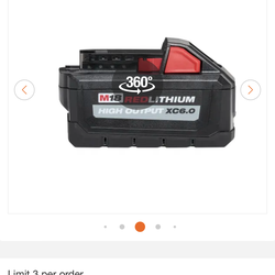 Milwaukee 6.0ah high output battery