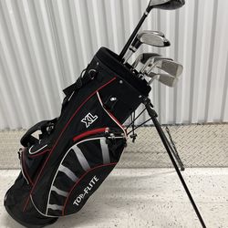 Top Flite XL Golf Clubs Set (Driver, 3W, 4H, 5H, 6-9, W, Putter) With Stand Bag