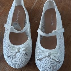 Girls White Flats Slip On Shoes
