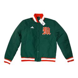 Adidas Miami Hurricanes Green Canes Coaches Jacket Team NWT Men's Medium JM9976
