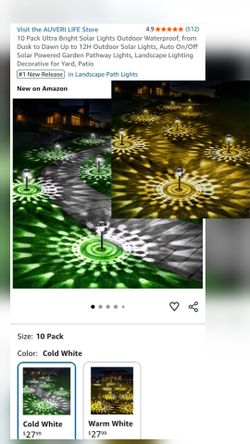 10 Pack Ultra Bright Solar Lights Outdoor Waterproof, from Dusk to Dawn Up to 12H Outdoor Solar Lights, Auto On/Off Solar Powered Garden Pathway Light