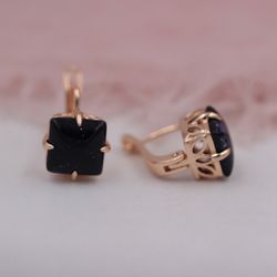 585 Rose Gold Natural BLACK Earrings