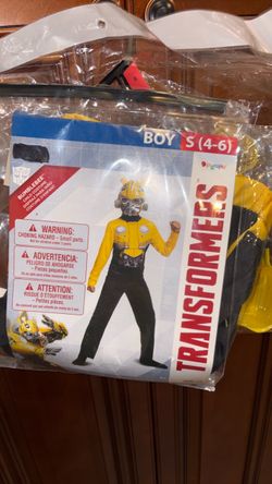 Transformers  bumblebee Halloween  costume boys S (.  4-6.  &   mask new.