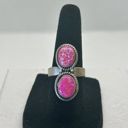 Pink Balloon Opal Ring – Sterling Silver 925