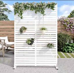 White Patio Privacy Screen with Stand