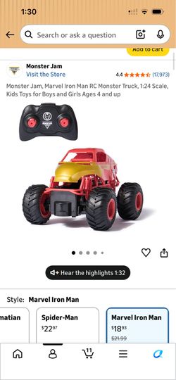 Toy Marvel remote control iron man car.   New.10$