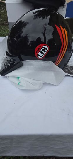 LEM Jet Sport Motorcycle Helmet Gloss Black/Orange Size M – Open Box