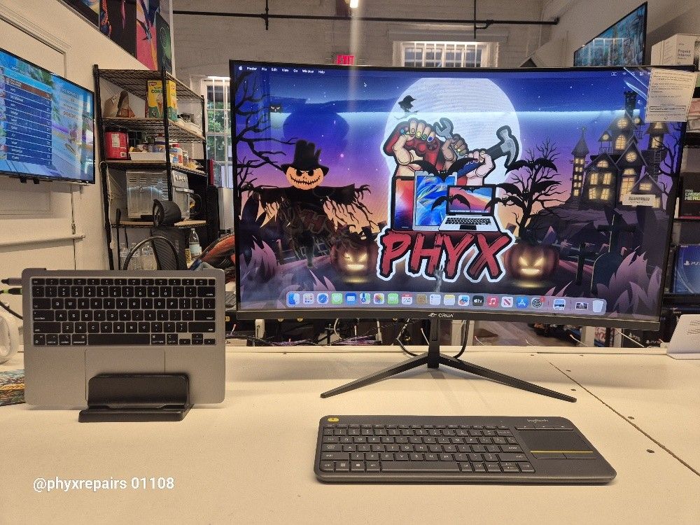 M1 iMac Setup: MacBook Air 2020, 3.2 M1, 8GB RAM C02FR2T3Q6L3 w/ CRUA 32Inch Gaming Monitor, FHD(1920 * 1080P) VA Screen 144Hz/180Hz Curved Monitor $4