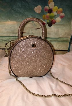 Kate spade round purse rose gold glitter