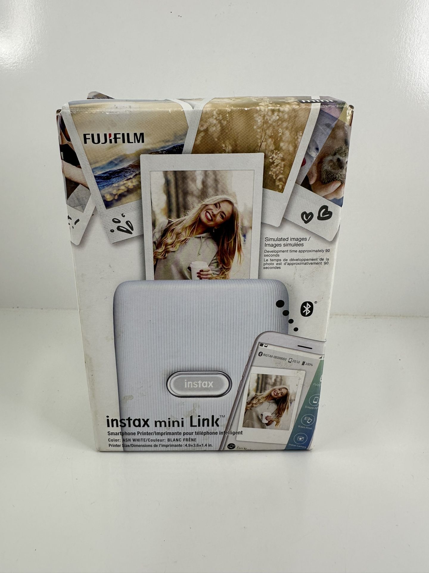 NEW Open Box Fujifilm Instax Mini Link Smartphone Printer ASH WHITE Wireless