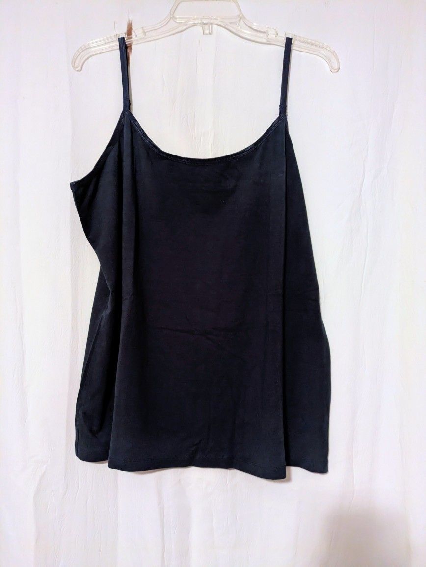 a.n.a Navy Blue Woman's Spaghetti Straps Tank Top 2X