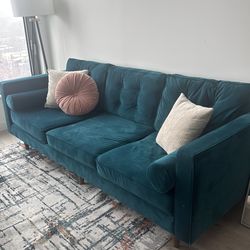 Royale Peacock Braxton Sofa Velvet - Used in Excellent condition