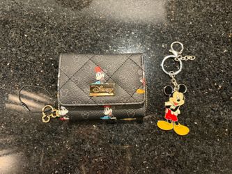 Disney Mickey Minnie Mouse Monogram Wallet & Mickey Mouse Charm Pendant Keychain