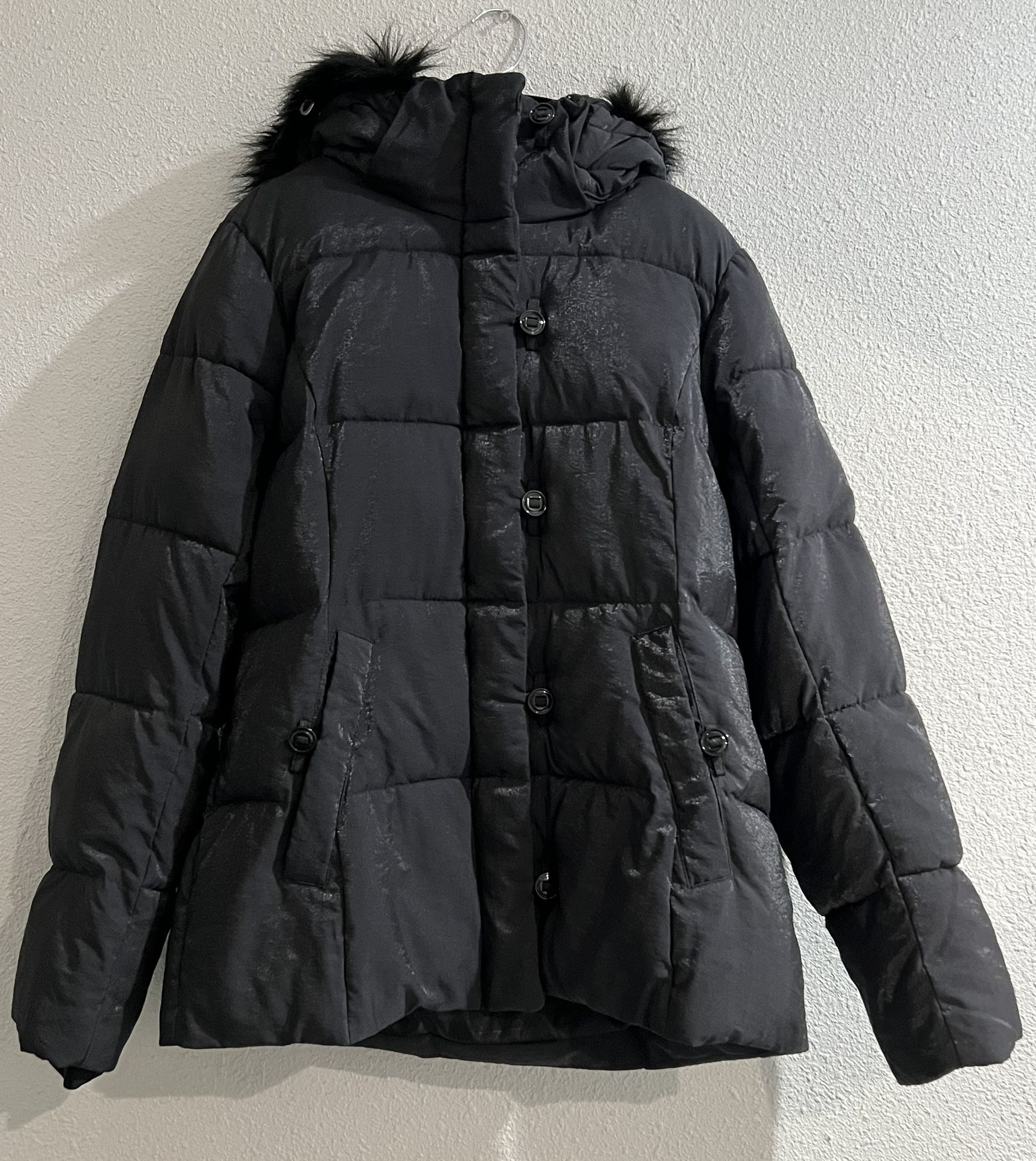 Women's ZeroXposur Trinity Heavy Puffer Faux Fur Hooded Jacket, Size: Medium, Black