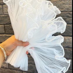 Sheet White With Pearls Bouquet Wrap 