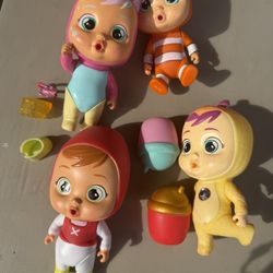 Cry Babies 5" Magic Tears Dolls Lot Of 4 