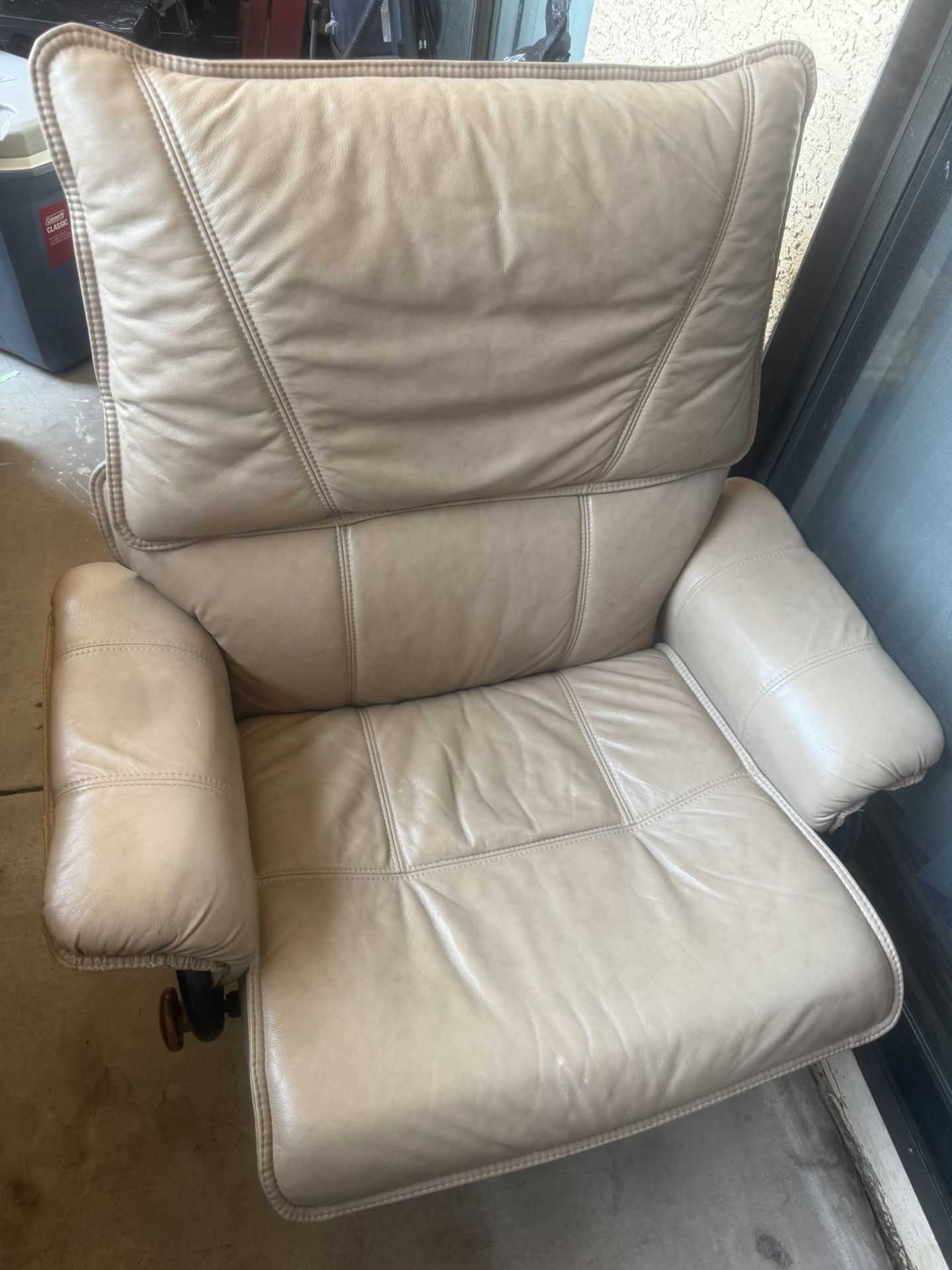 Leather Beige Recliner Seat