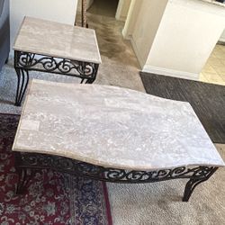 Vendo Las 2 Mesitas De Mármol Con Herrería Artística. X $225.   O Mejor Oferta 