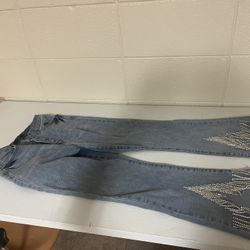 Denim Jeans Forever 21 Size 26 with Rhinestone Tassels