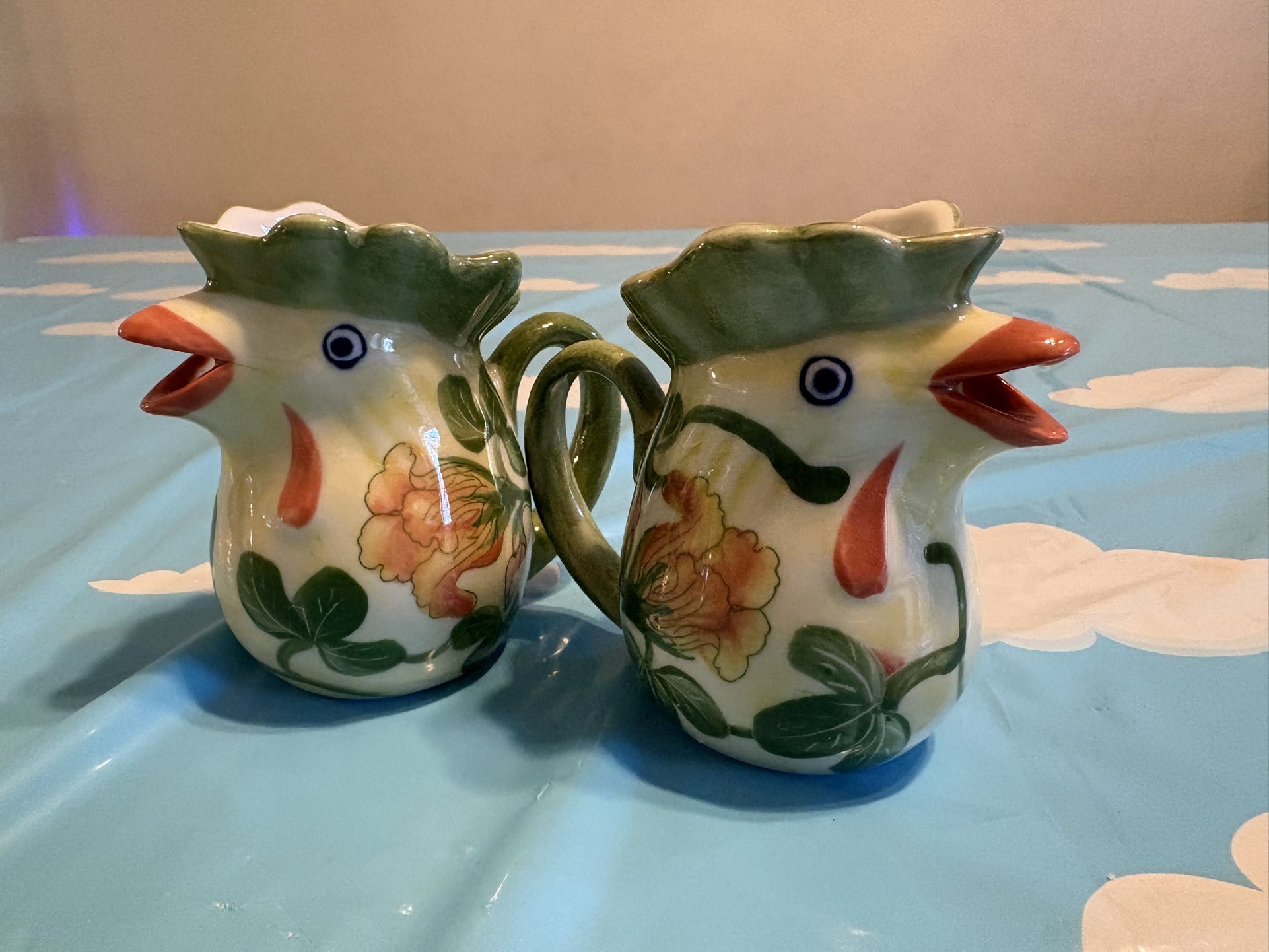 Hand Painted Set Of Creamer Pitchers