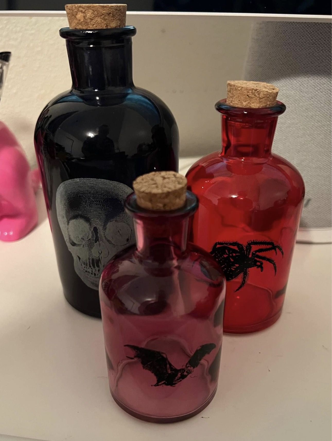 Glass Halloween Decor Witchy Apothecary Potion Elixir Bottles