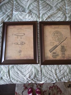 Framed Fishing Patent Art Prints Set of 2