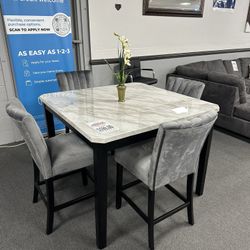 5PC Gray Dining Table Set