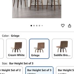 ekrvio Bar Stools Set of 3 Swivel Bar Stools with Backs, 29 Inch Bar Height Upholstered PU Leather Barstool, L Shape Back, Padded Seat, Mid-Century Mo