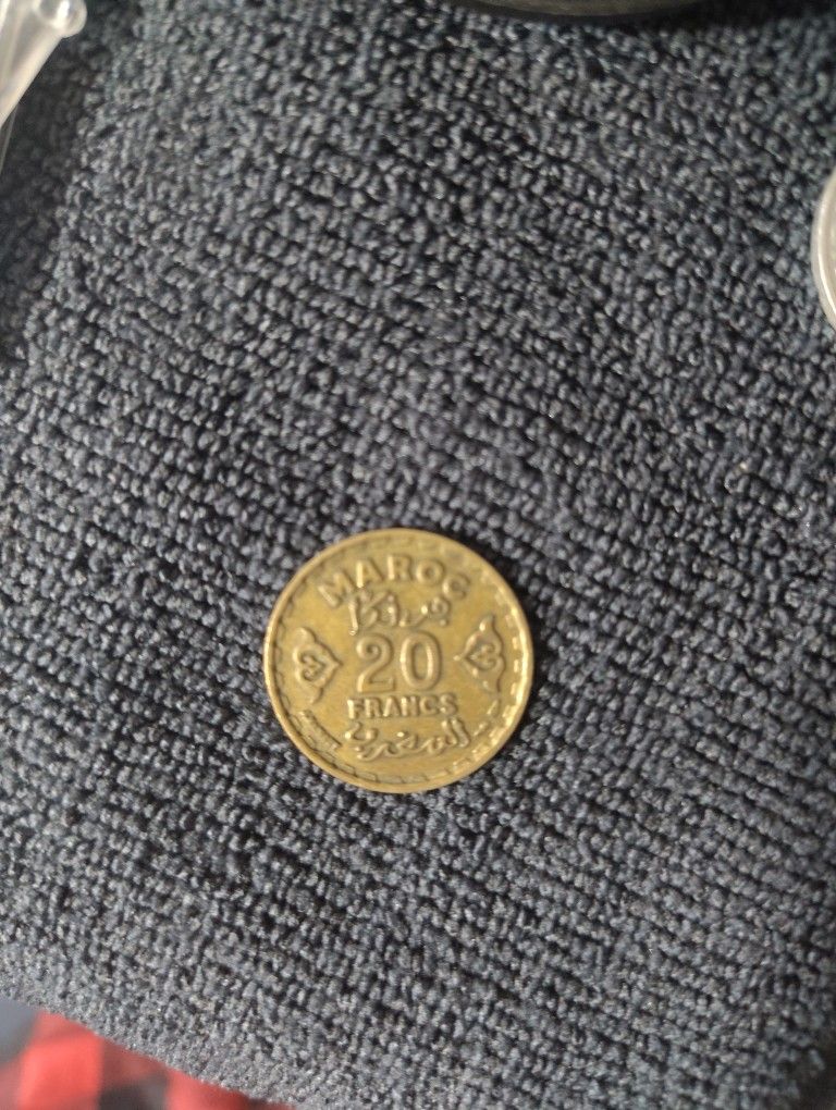 Moroccan 20 Franc coin from the year 1371 in the Islamic Calendar 