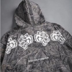 DARC SPORT X WOLVES HAVE YOUR BACK DRIFTWOOD CAMO HOODIE -X LARGE
