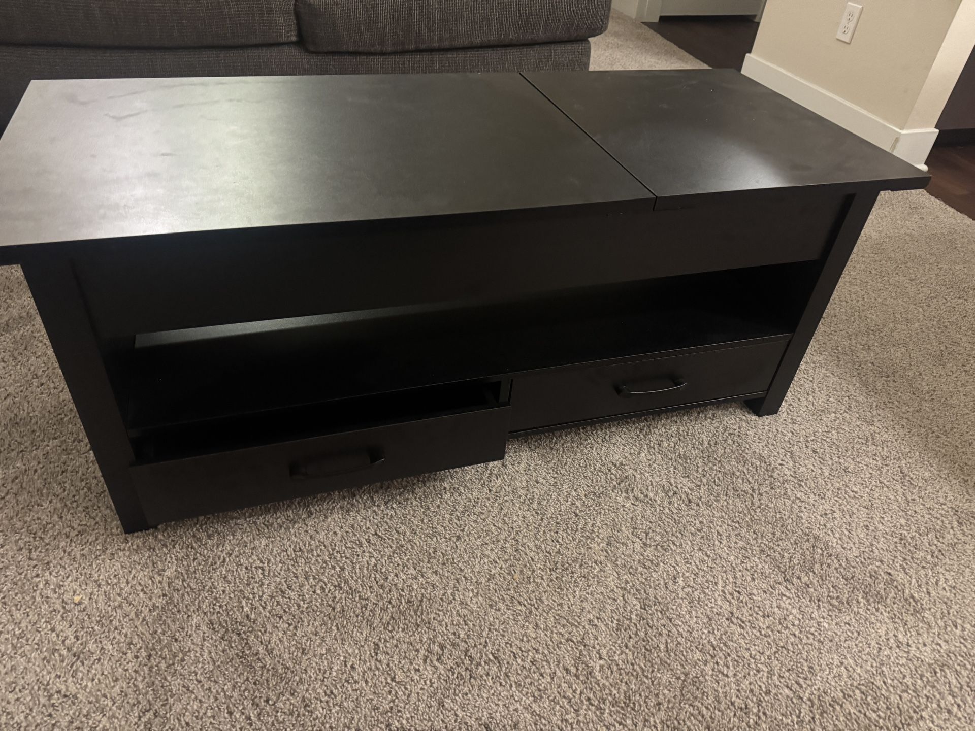 Black Lift-Top Coffee Table with Storage & Drawers