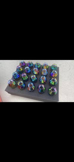 12 X 1.50 NEO CHROME ALUMINUM LUG NUTS FOR HONDA ACURA LEXUS TOYOTA HYUNDAI KIA MAZDA $25 EACH SET!! 
