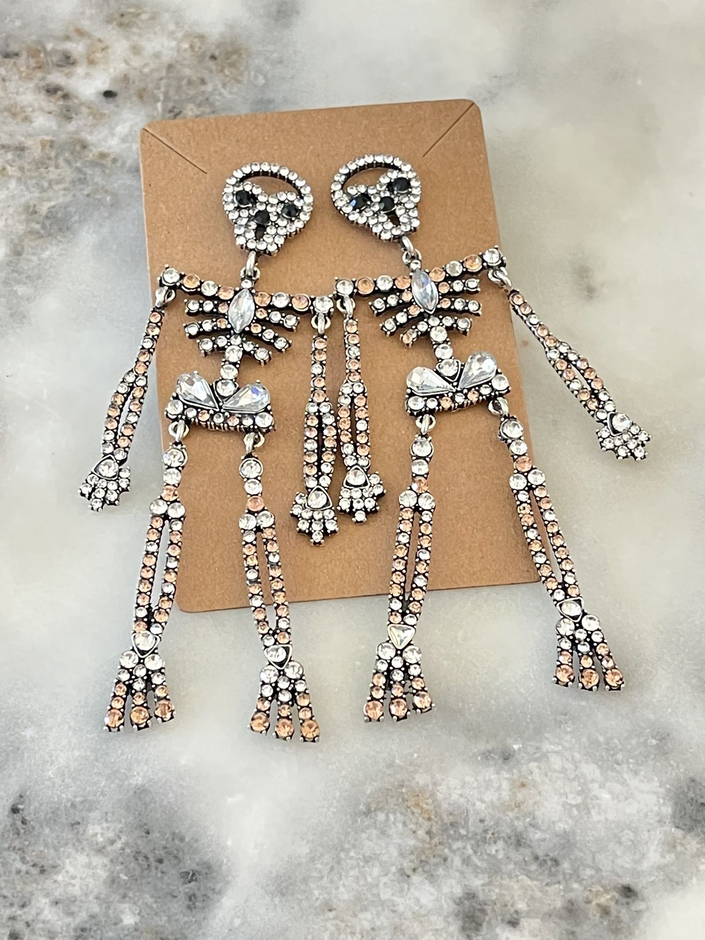 BAUBLEBAR DUPE RHINESTONE CRYSTAL SKELETON CHANDELIER CRYSTAL EARRINGS HALLOWEEN
