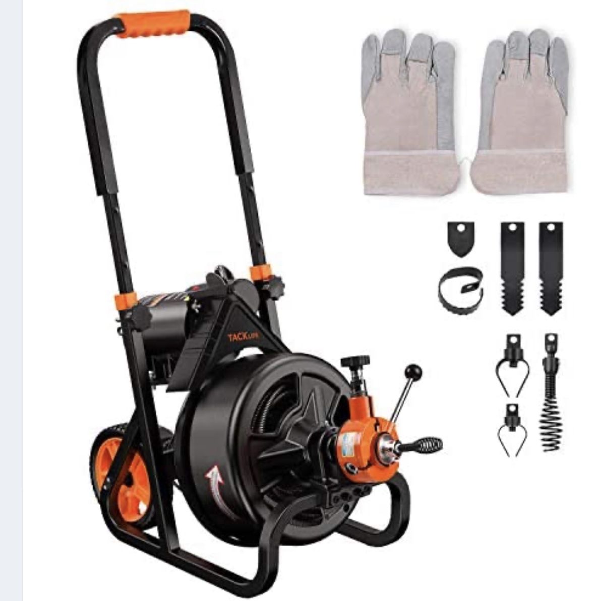 TACKLIFE Drain Cleaner Machine 75 Ft x 1/2 Inch Electric Drain Auger, Autofeed, Fit 2"(50mm) to 4"(100mm) Pipes, 6 Cutters, Drain Snake Plumbing Snake