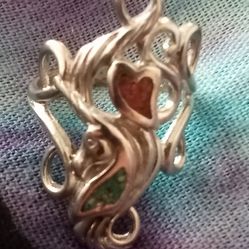 Vintage Turquoise And Coral Ring